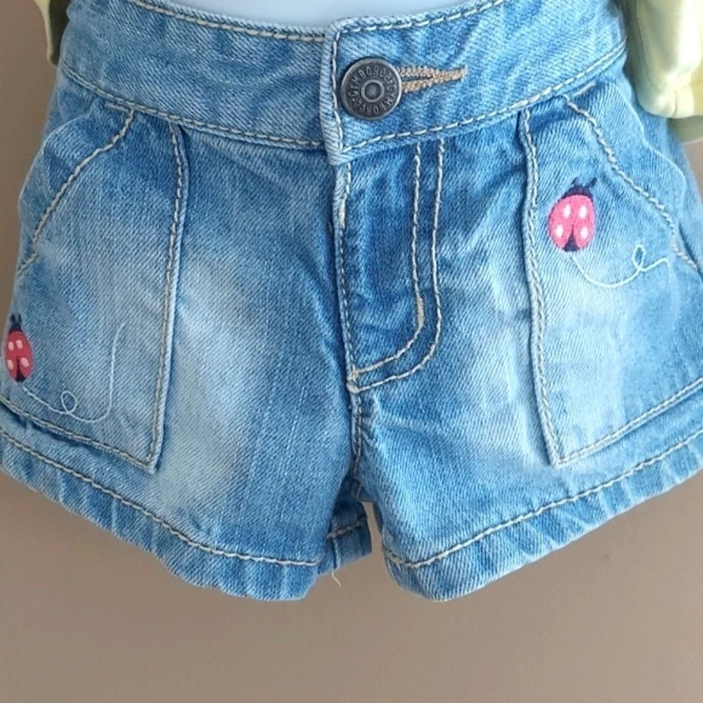 Gymboree Cape Cod Cutie Yellow Ladybug Tee and Denim Shorts set - size 2T